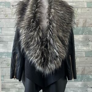 The Limited Black Teddy Jacket with Faux Fur Trim